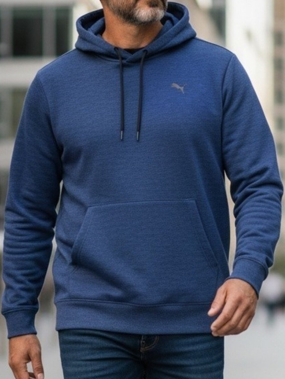 Heather Blue Hoodie Poly Fleece Performance Men Medium Puma Active Workout Gym